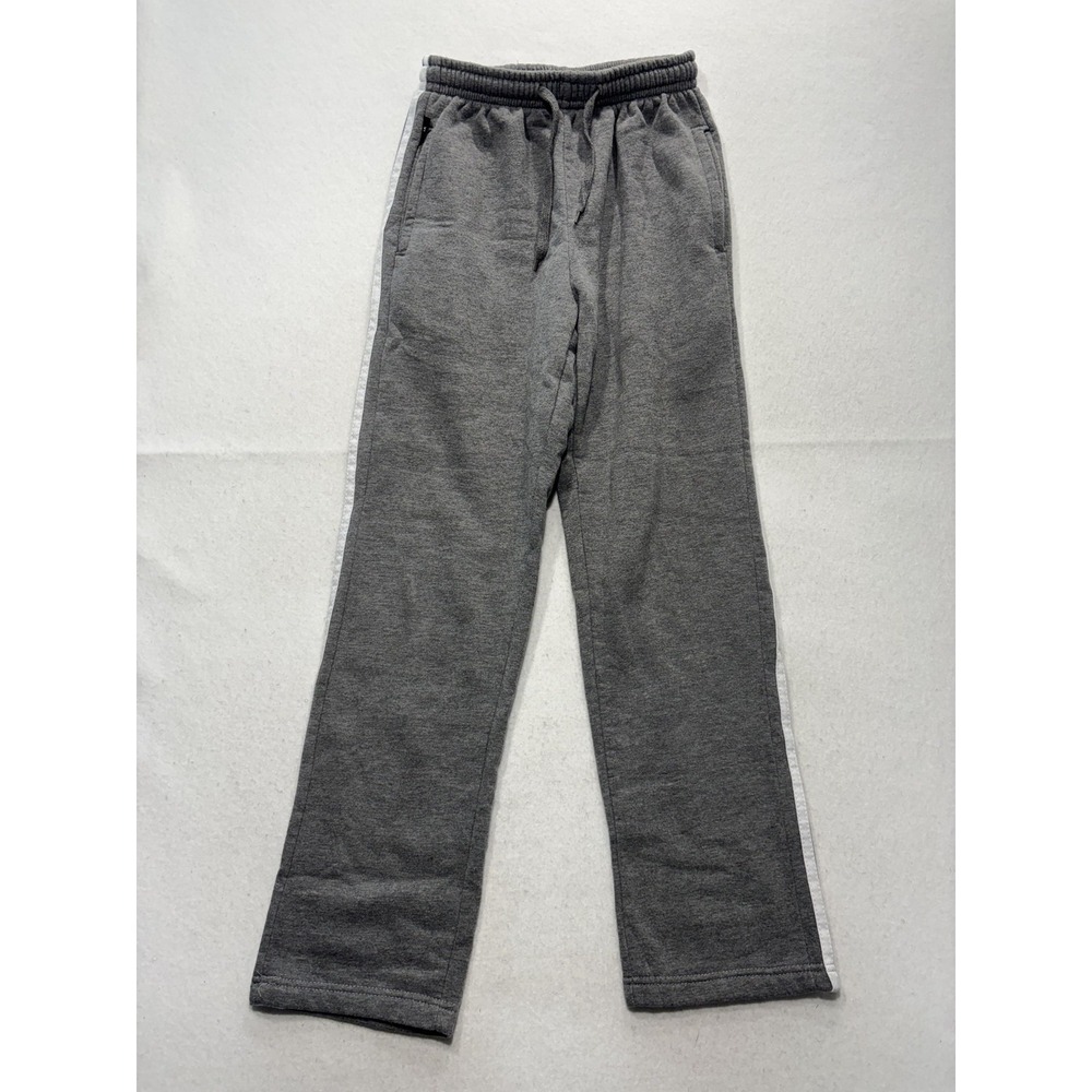 7X Sweatpants Unisex Kids 12 Gray Fleece Ankle Striped Drawstring Winter Casual